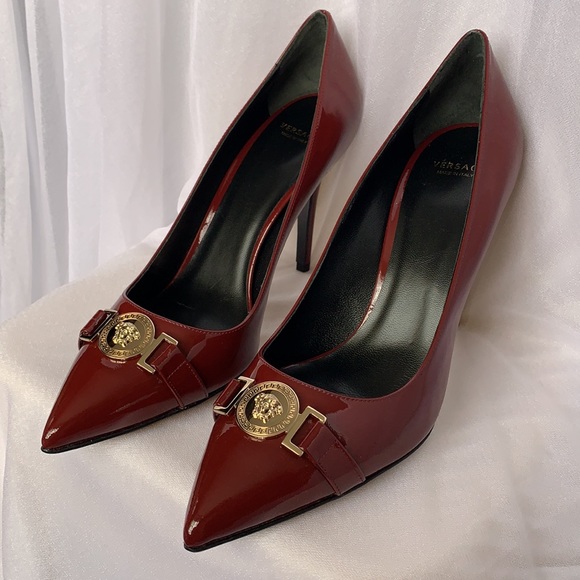 Versace Burgundy High Heels (38.5) - Picture 3 of 8